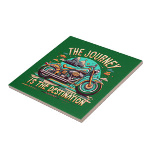 The Journey Is the Destination: Vintage Motorcycle Ceramic Tile