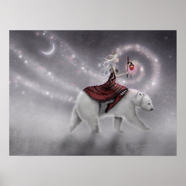 The Journey Maiden Riding Polar Bear Fantasy Art Poster (Front)