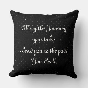 the Journey You Seek Black Silver Design Pillow