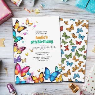 The Joy of Butterflies 5th Birthday Invitation