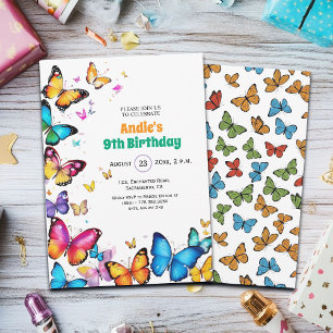 The Joy of Butterflies 9th Birthday Invitation