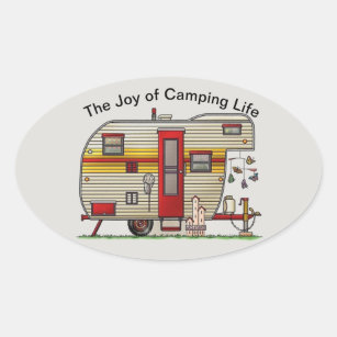 The Joy of Camping Life Trailer Oval Sticker
