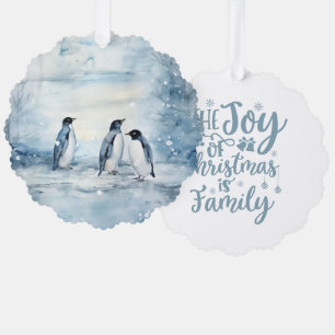 The Joy of Christmas Is Family Penguin Family Tree Decoration Card