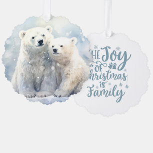 The Joy of Christmas Is Family Polar Bear and Cub Tree Decoration Card