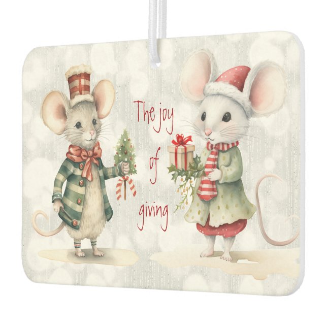 The Joy of Giving Christmas Mice  Car Air Freshener (Left)