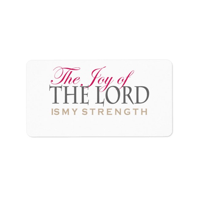 The joy of the Lord, customisable gifts Label (Front)
