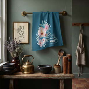 The Joy of the Lord floral Tea Towel