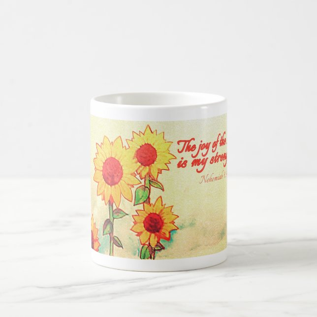 'The Joy of The Lord is My Strength', Sunflower Coffee Mug (Center)