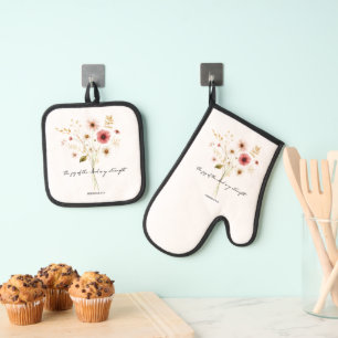 The Joy of the lord minimalist floral Oven Mitt & Pot Holder Set