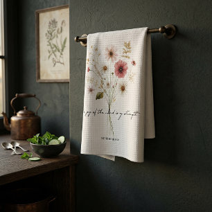 The Joy of the lord minimalist floral Tea Towel