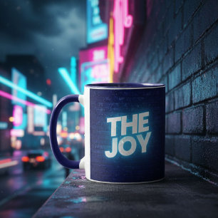 The Joy Typography Wall Brick Pattern Two-Tone Mug