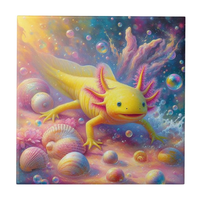 The Joyful Axolotl Ceramic Tile (Front)