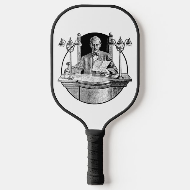 The Judge on the Bench Sketch Pickleball Paddle (Front)