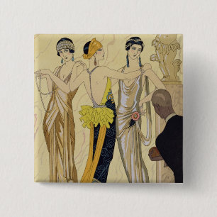 The Judgement of Paris, 1920-30 (pochoir print) 15 Cm Square Badge