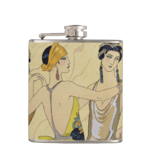 The Judgement of Paris, 1920-30 (pochoir print) Hip Flask