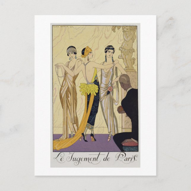 The Judgement of Paris, 1920-30 (pochoir print) Postcard (Front)