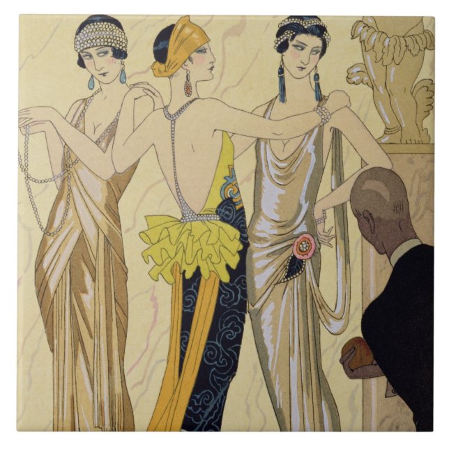 The Judgement of Paris, 1920-30 (pochoir print) Tile (Front)