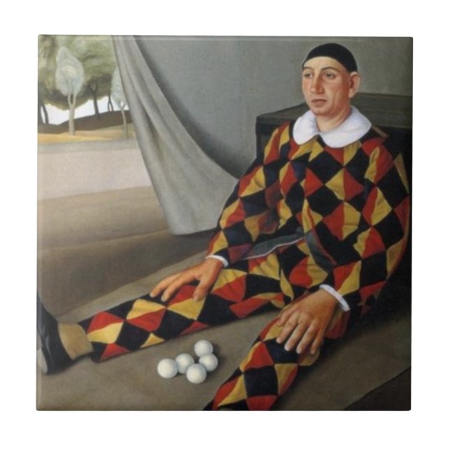 The Juggler (by Antonio Donghi) Ceramic Tile (Front)