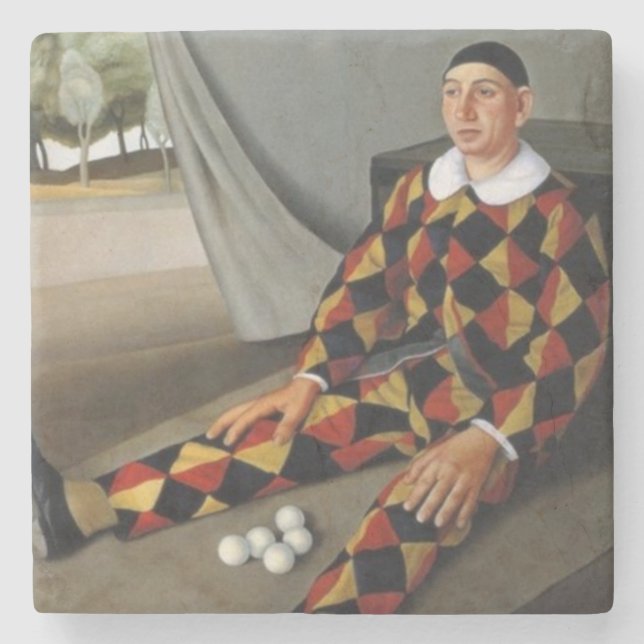 The Juggler (by Antonio Donghi) Stone Coaster (Front)