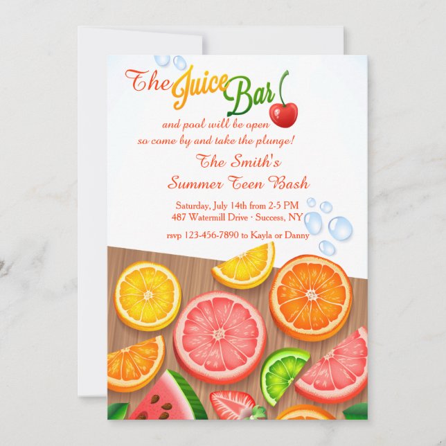 The Juice Bar Invitation (Front)