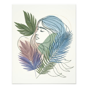 The Jungel Girl - Minimalist Line Art  Photo Print