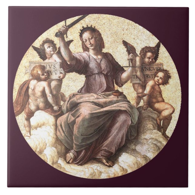THE JUSTICE Allegory Fresco by Raffaello Sanzio Ceramic Tile (Front)
