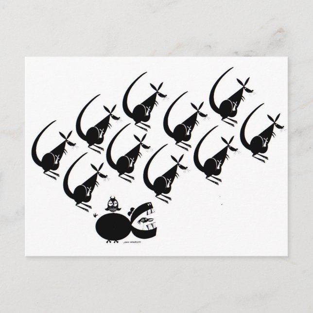 The kangaroo jumped over the hippo postcard (Front)