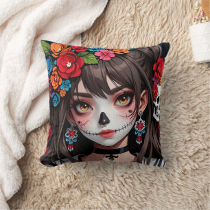 The Kawaii Anime Skull Girl Pillow 02