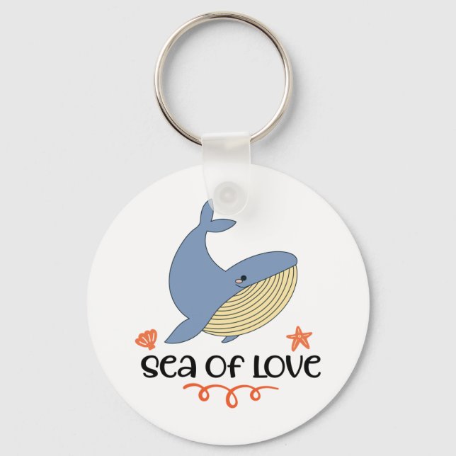 The Kawaii Blue Whale Marine Mammal Key Ring (Front)