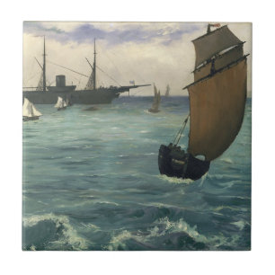 The "Kearsarge" at Boulogne Edouard Manet Fine Art Ceramic Tile