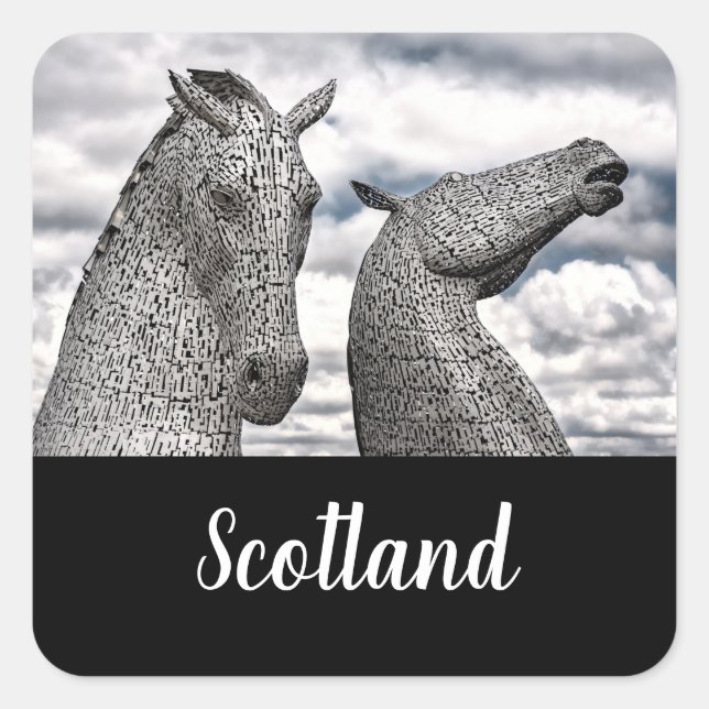 The Kelpies at Falkirk Square Sticker (Front)