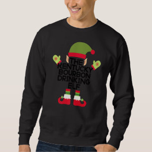 The Kentucky Bourbon Drinking Elf Funny Holiday Sp Sweatshirt