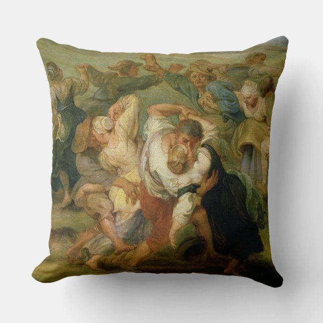 The Kermesse, detail of peasants dancing, c.1635-3 Cushion (Front)