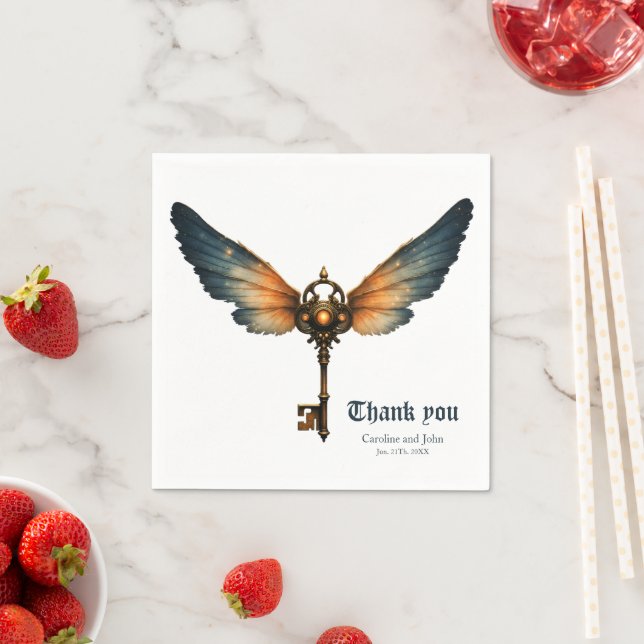 The Key of Eternity – Steampunk Wings  Napkin (Insitu)