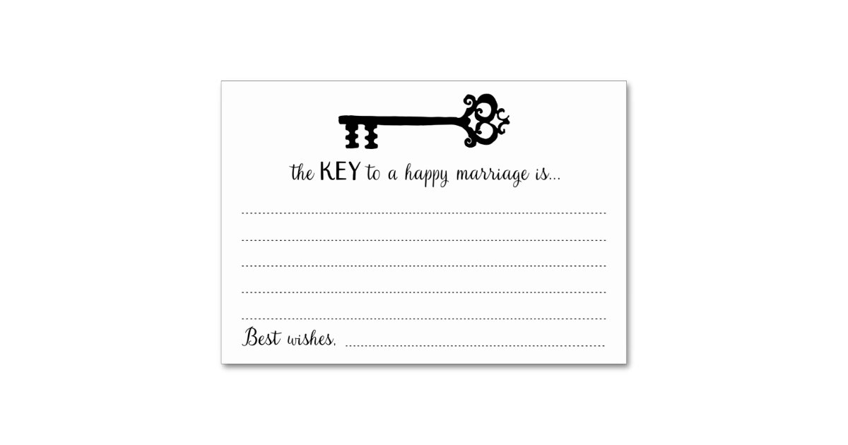 The Key To A Happy Marriage Cards Table Cards Zazzle Com Au