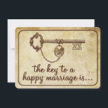 The Key To A Happy Marriage Is... Vintage Wedding Advice Card<br><div class="desc">These vintage key advice cards the are the perfect keepsake from each of your guests at your wedding. The simple yet stylish design will allow your guests to write a note of advice for you to keep and read over in years to come.</div>