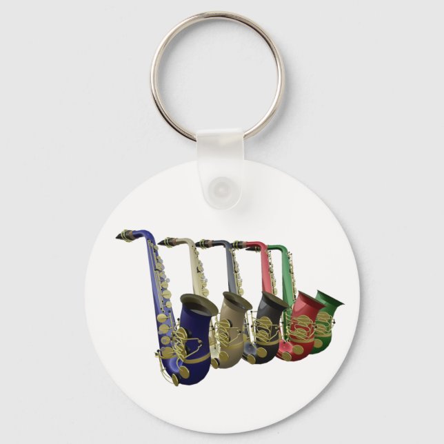 The Key To Good Saxophone Music Keyring (Front)