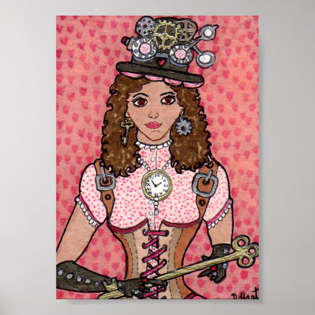 The Key to Her Steampunk Heart Poster (Front)