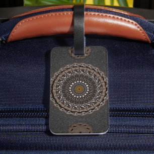The khaki crocodylus porosus mandala art  luggage tag