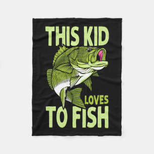 The Kid Loves To Fish Fishing Kid  Fleece Blanket