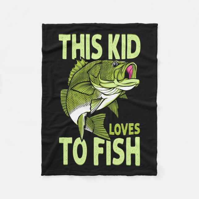The Kid Loves To Fish Fishing Kid  Fleece Blanket (Front)
