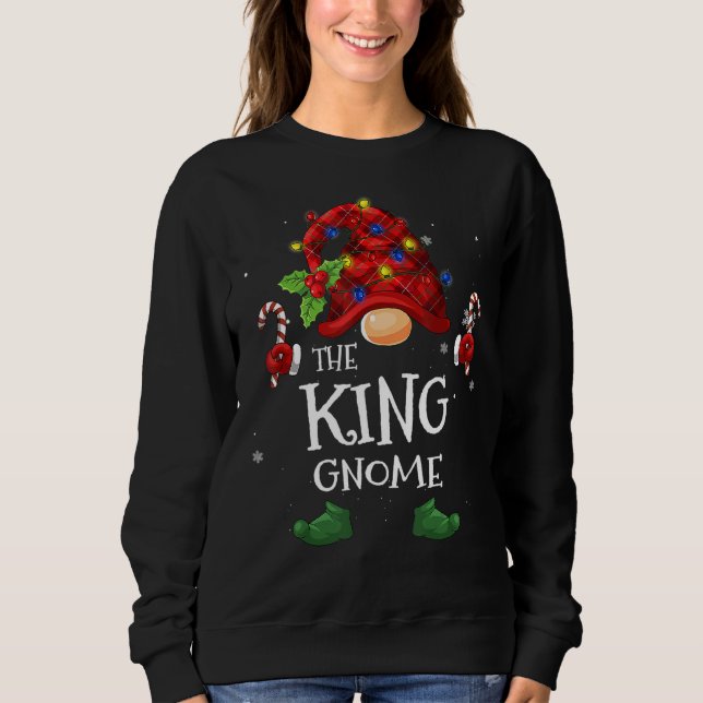 The King Gnome Buffalo Plaid Christmas Tree Light Sweatshirt (Front)