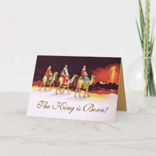 The King is Born Christian Christmas Card w/Verse