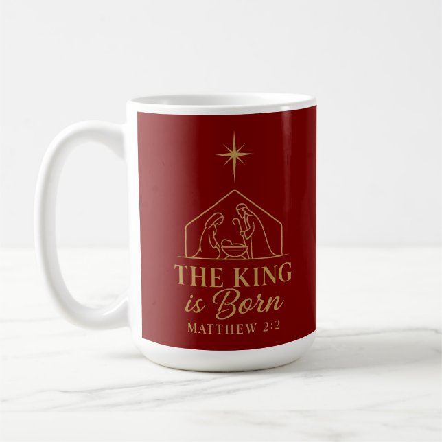 The King Is Born Nativity Christmas Design Coffee Mug (Left)