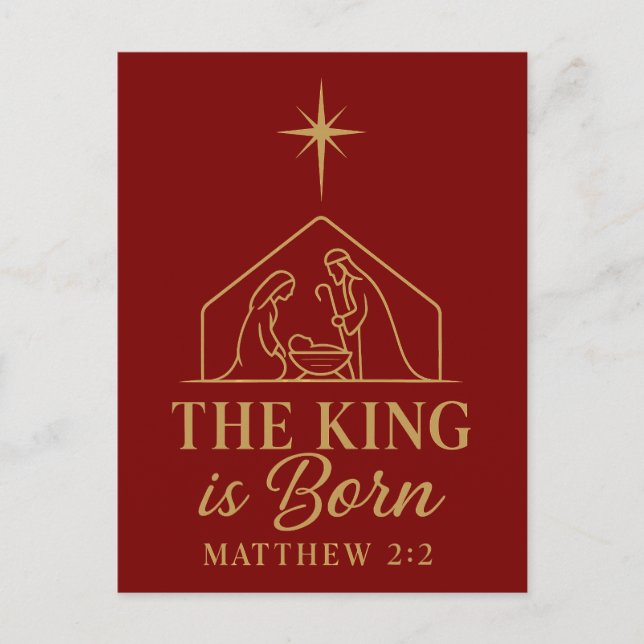 The King Is Born Nativity Christmas Design Holiday Postcard (Front)