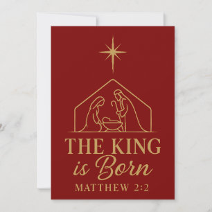 The King Is Born Nativity Christmas Design Thank You Card