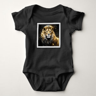 The King: Majestic Gold And Grey Male Lion, Baby Bodysuit
