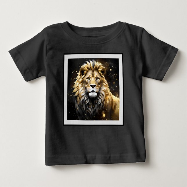 The King: Majestic Gold And Grey Male Lion, Baby T-Shirt (Front)