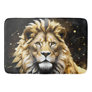 The King: Majestic Gold And Grey Male Lion, Bath Mat