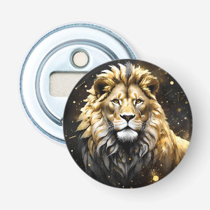 The King: Majestic Gold And Grey Male Lion, Bottle Opener